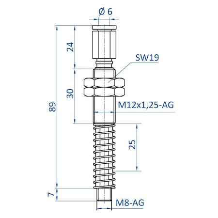 Fipa Spring leveler, torsionally rigid, travel = 25 mm, M8-male 50.054
